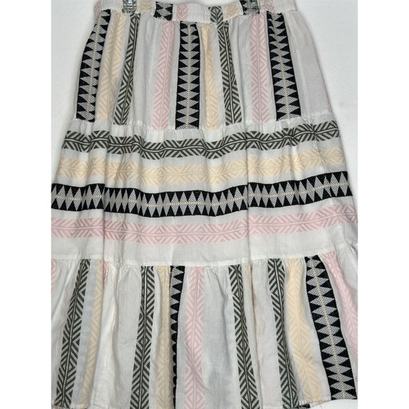 Ashlynn Embroidered Midi Tiered Boho Skirt Large - Picture 5 of 7